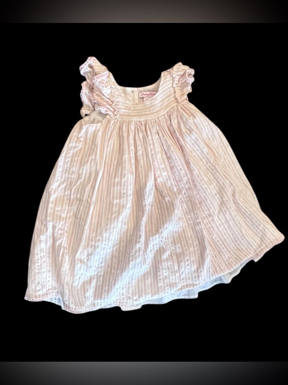 Tommy Bahama Toddler Girl’s  Blush Pink with Gold Shimmer Ruffled Maxi Dress 4T